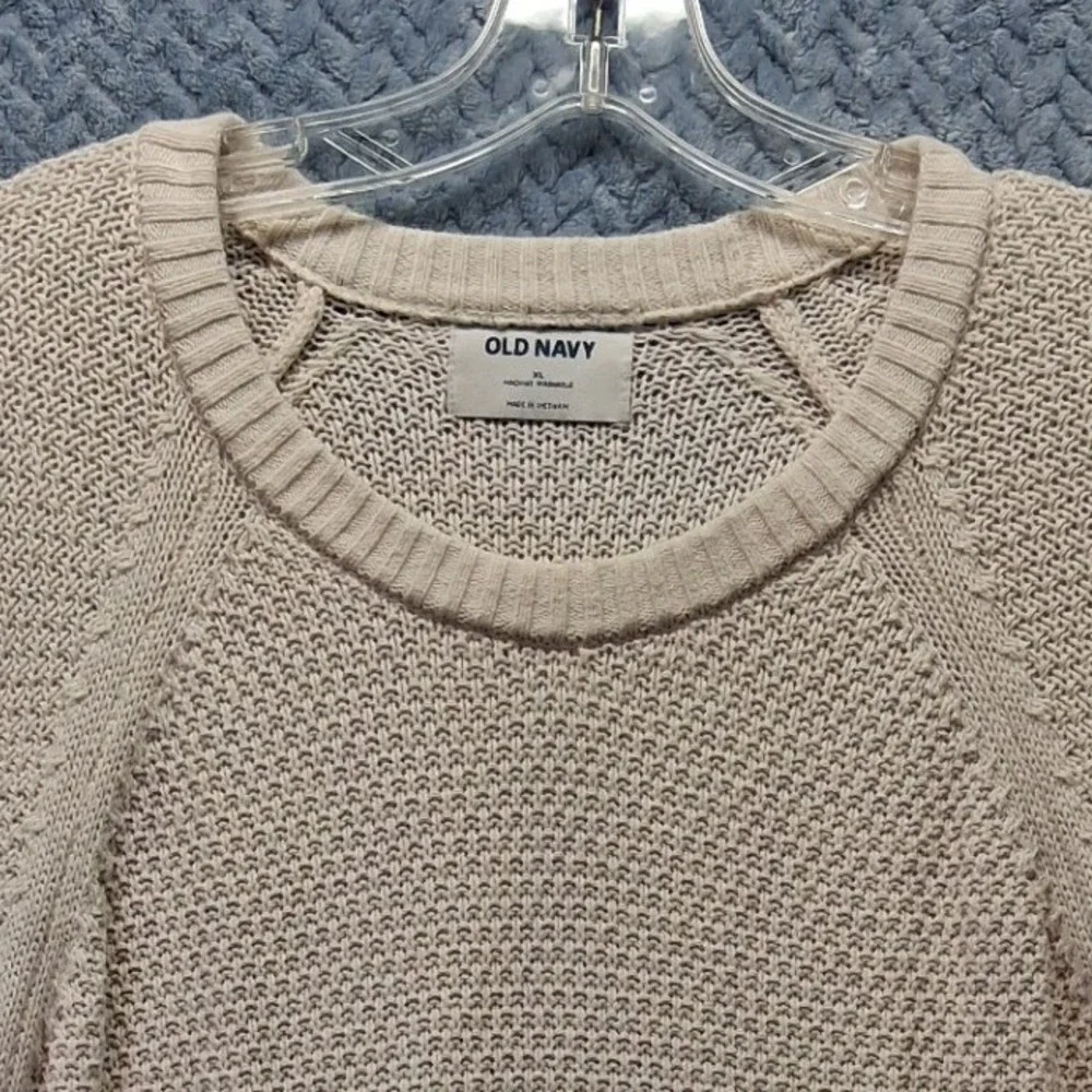 Old Navy Mens XL Cream Textured Cotton Raglan Long Sleeve Sweater 726147-05
